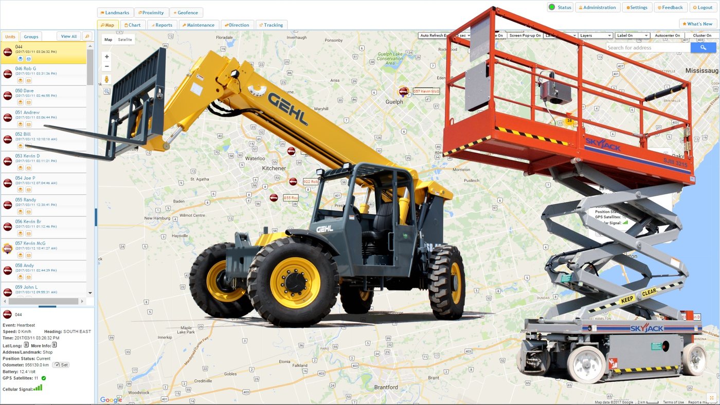 Heavy Equipment Tracking on the iTrackGPS platform
